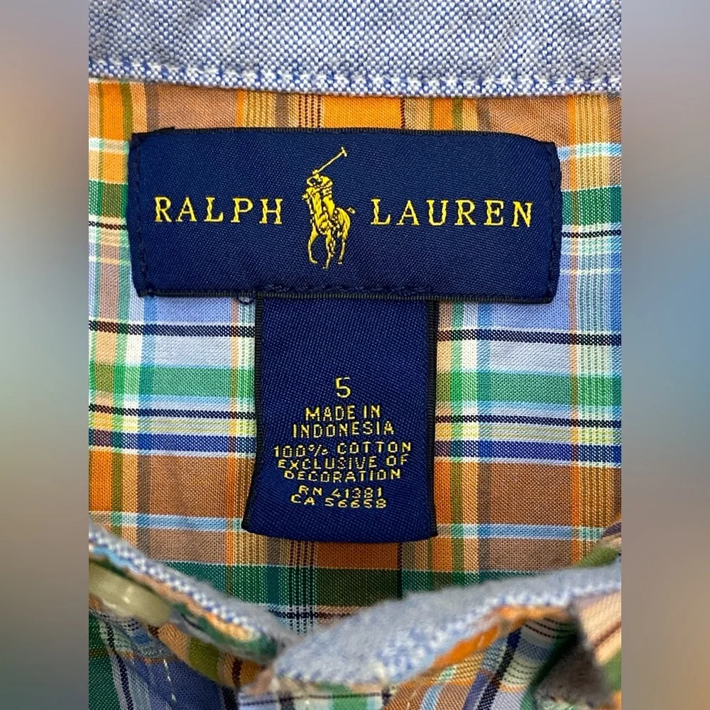 Ralph Lauren Boys Plaid Cotton Button Down Shirt
